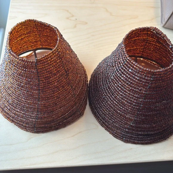 2 bronze candle holders with beaded shades. From Pier 1. - Picture 6 of 7